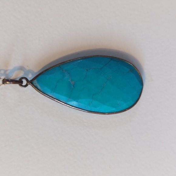 Blue Ruby turquoise stone gold pendant necklace - Picture 5 of 5